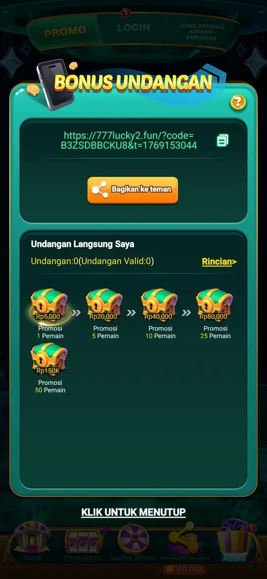 777 Lucky Screenshot Bonus Undangan